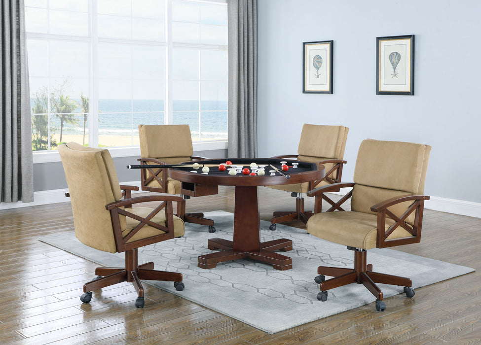 Marietta Round Dining and Billiard Poker Game Table Tobacco