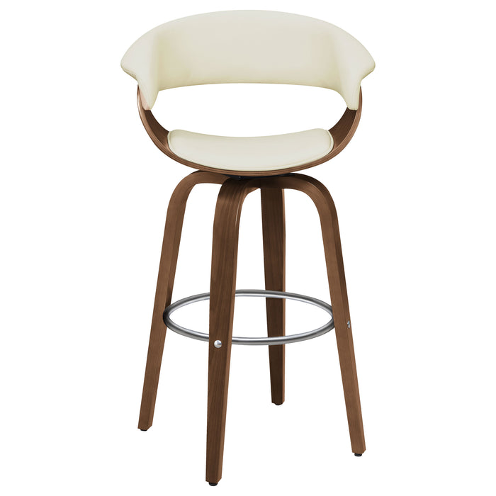 Zion Upholstered Swivel Bar Stool Walnut and Ecru