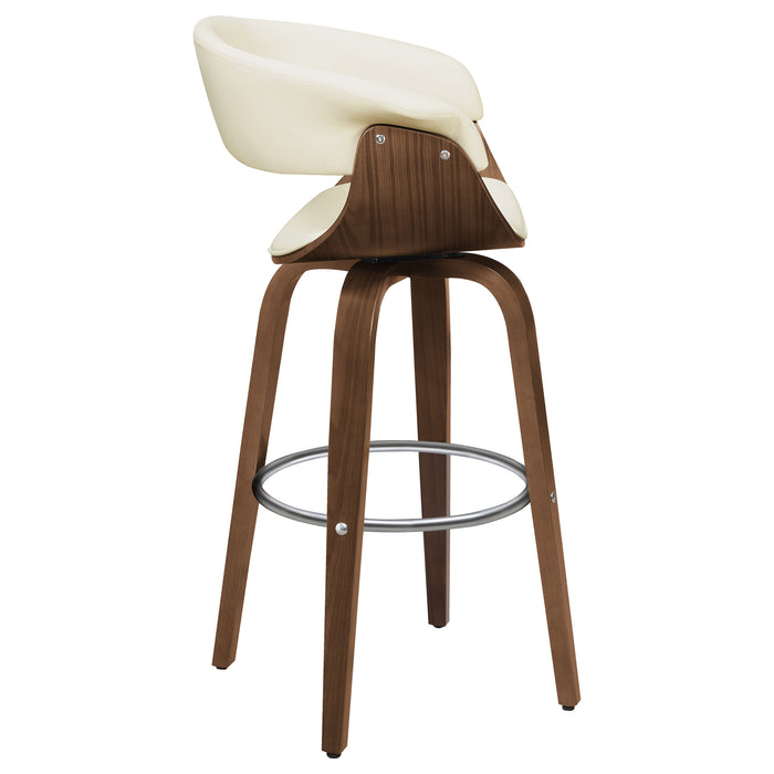 Zion Upholstered Swivel Bar Stool Walnut and Ecru