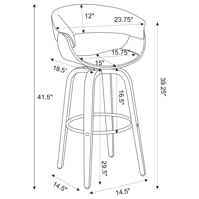 Zion Upholstered Swivel Bar Stool Walnut and Ecru