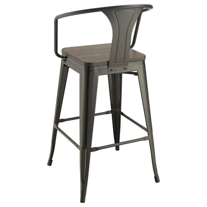 Cavalier Metal Bar Chair Dark Elm and Matte Black (Set of 2)