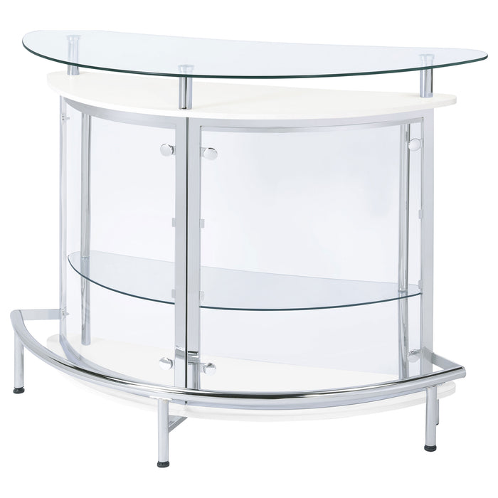 Amarillo Freestanding Glass Top Home Bar Wine Cabinet White