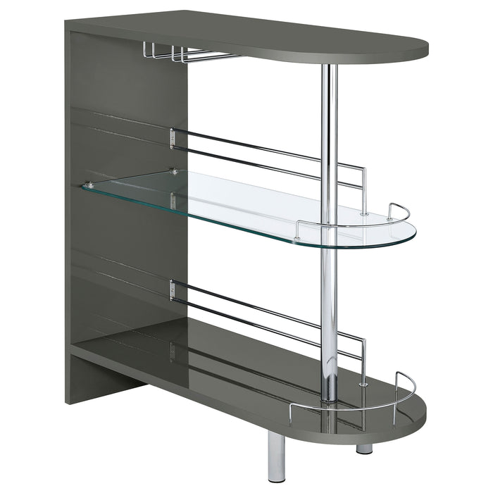 Adolfo Rectangular 2-tier Home Bar Table Grey High Gloss