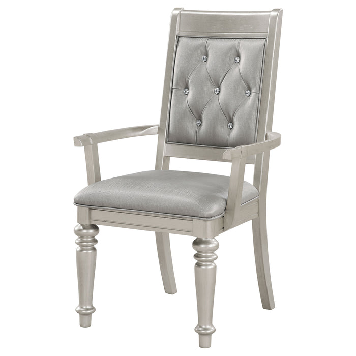 Bling Game Dining Arm Chair Metallic Platinum (Set of 2)