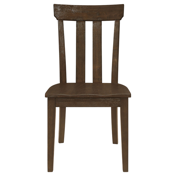 Reynolds Slat Back Dining Side Chair Brown Oak (Set of 2)