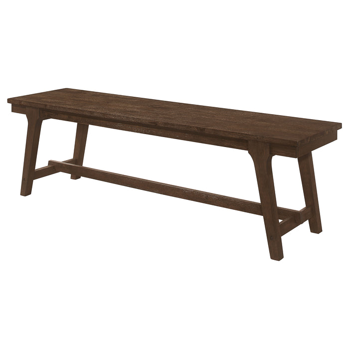 Reynolds Wood Trestle Base Dining Bench Brown Oak