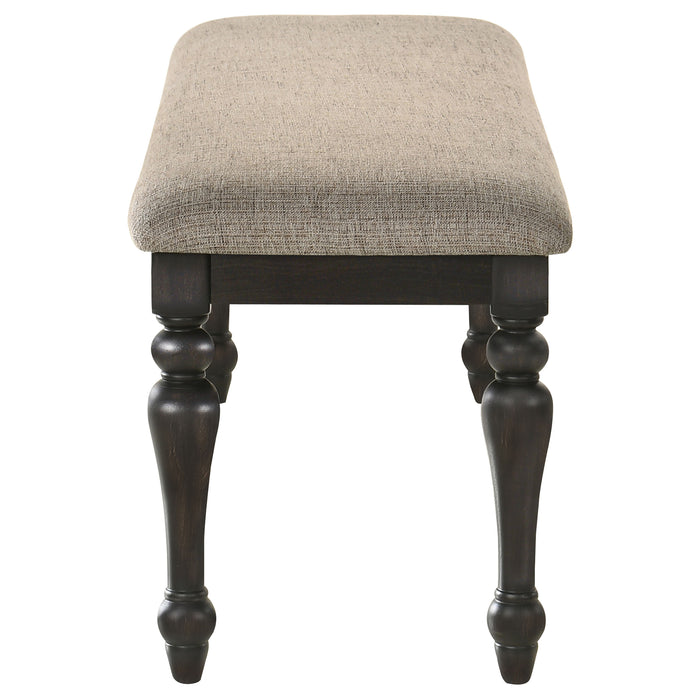 Bridget Fabric Upholstered Dining Bench Stone and Charcoal