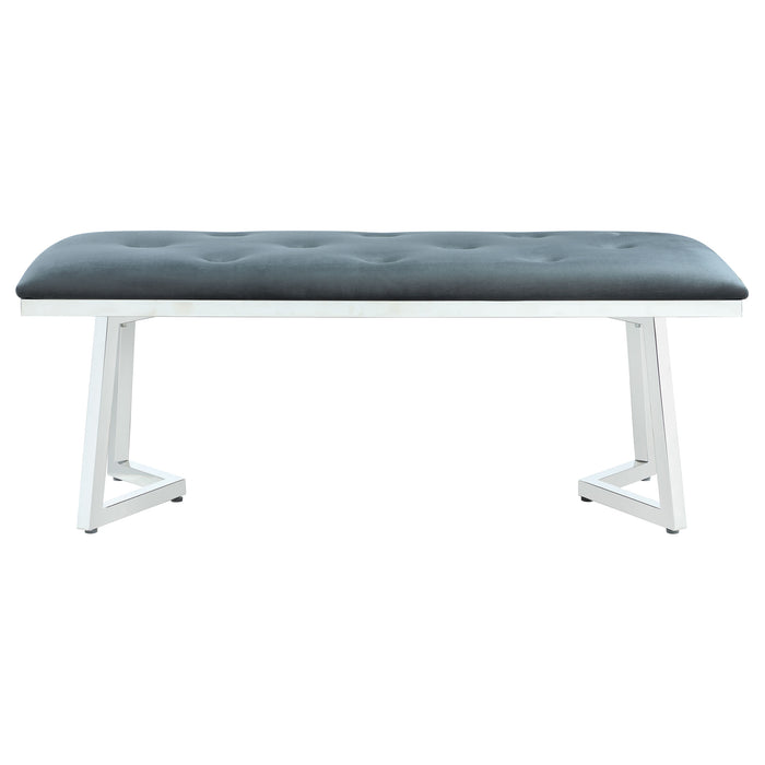 Beaufort Velvet Upholstered Dining Bench Steel Grey