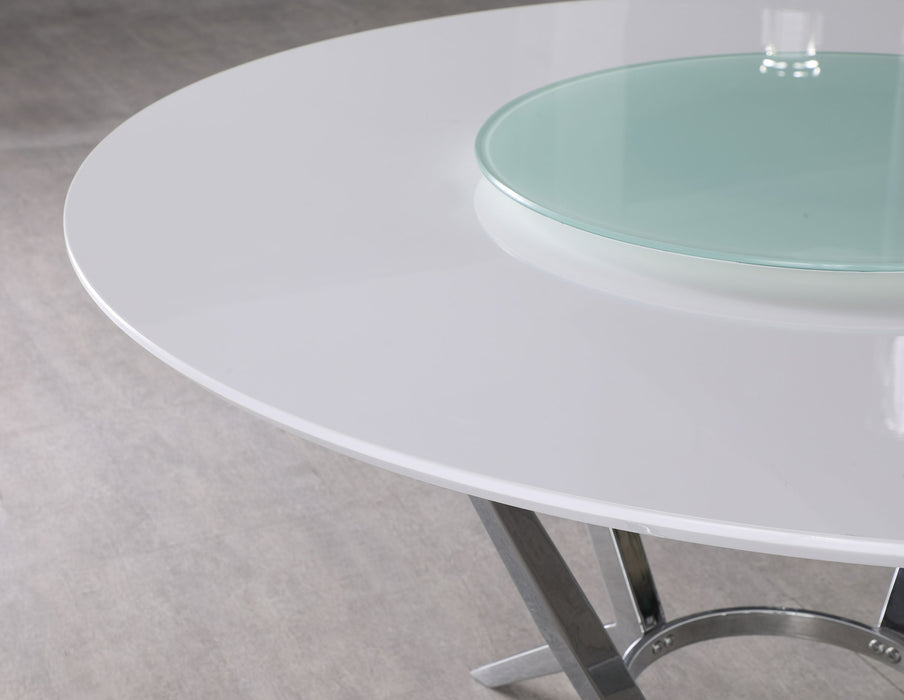 Abby 5-piece Round Dining Table Set White High Gloss