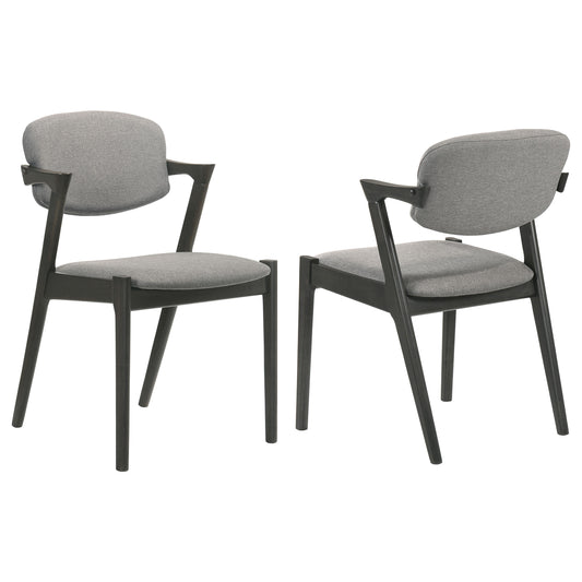 Stevie Padded Wood Dining Arm Chair Black (Set of 2)