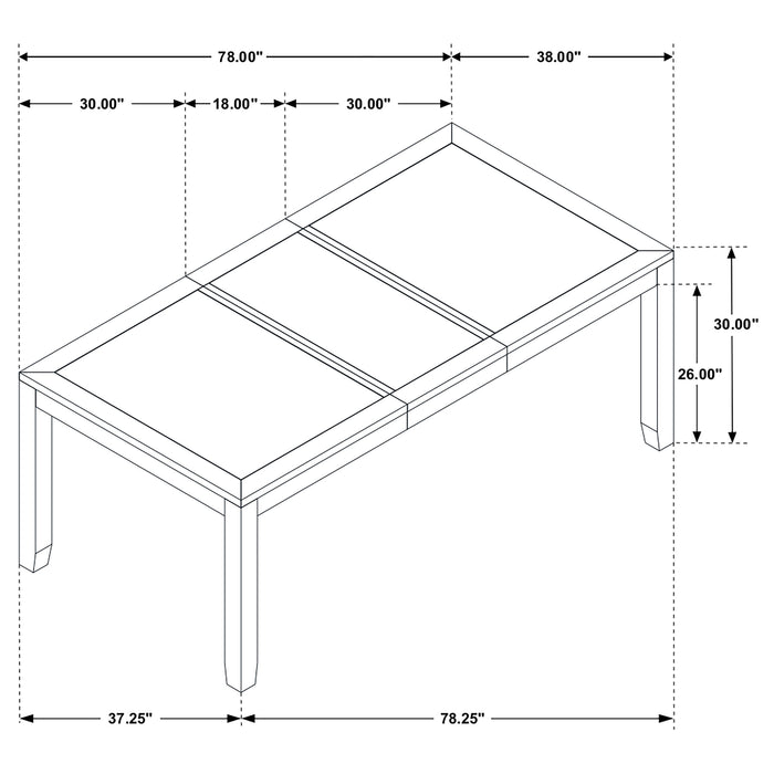 Elodie Rectangular 78-inch Extension Leaf Dining Table Black