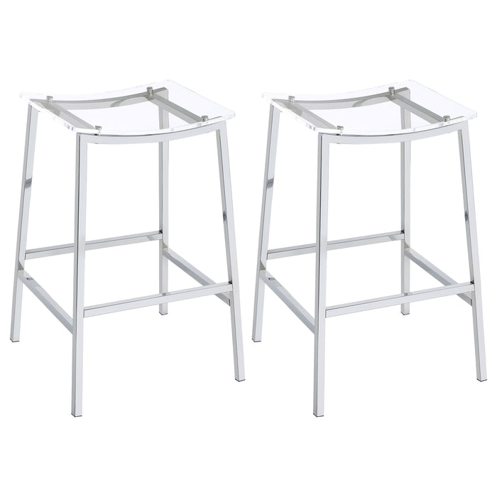 Jovani Acrylic Backless Bar Stool Chrome (Set of 2)