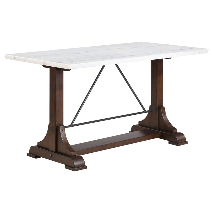 Aldrich 66-inch Marble Top Counter Height Dining Table White