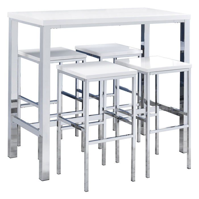 Natividad 5-piece Pub Height Bar Table Set White High Gloss