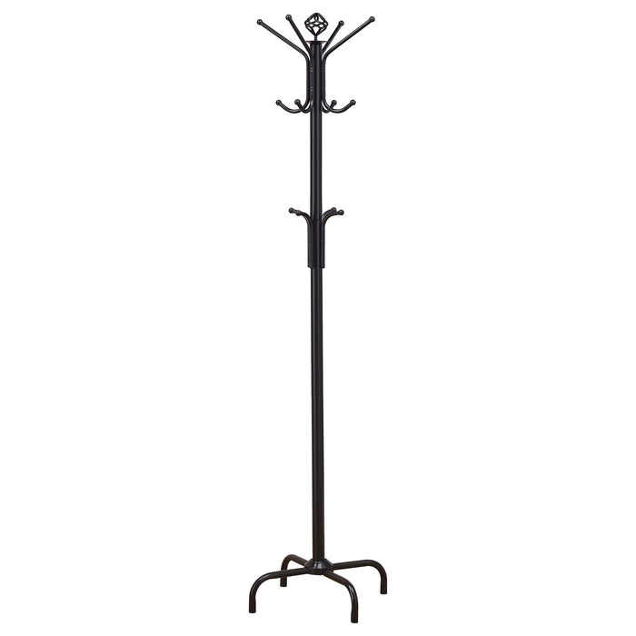 Collier 12 Hook Freestanding Coat Rack Hat Hanger Black