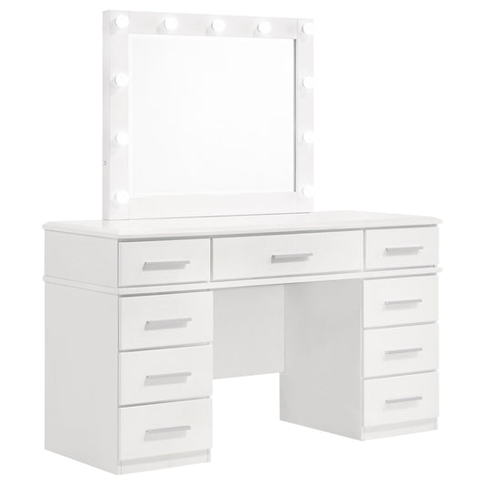 Felicity 9-drawer Vanity Table Lighted Mirror Glossy White