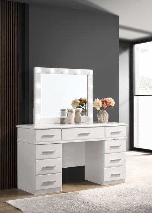 Felicity 9-drawer Vanity Table Lighted Mirror Glossy White