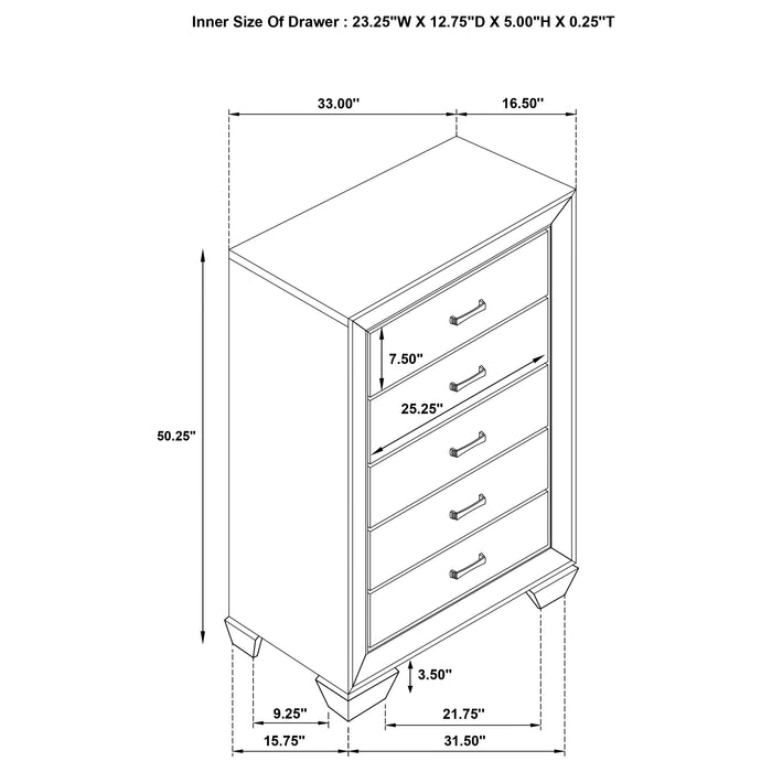 Kauffman 5-drawer Bedroom Chest Washed Taupe