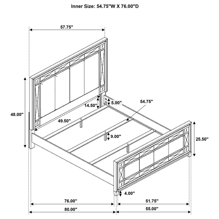 Leighton Wood Full Panel Bed Metallic Mercury