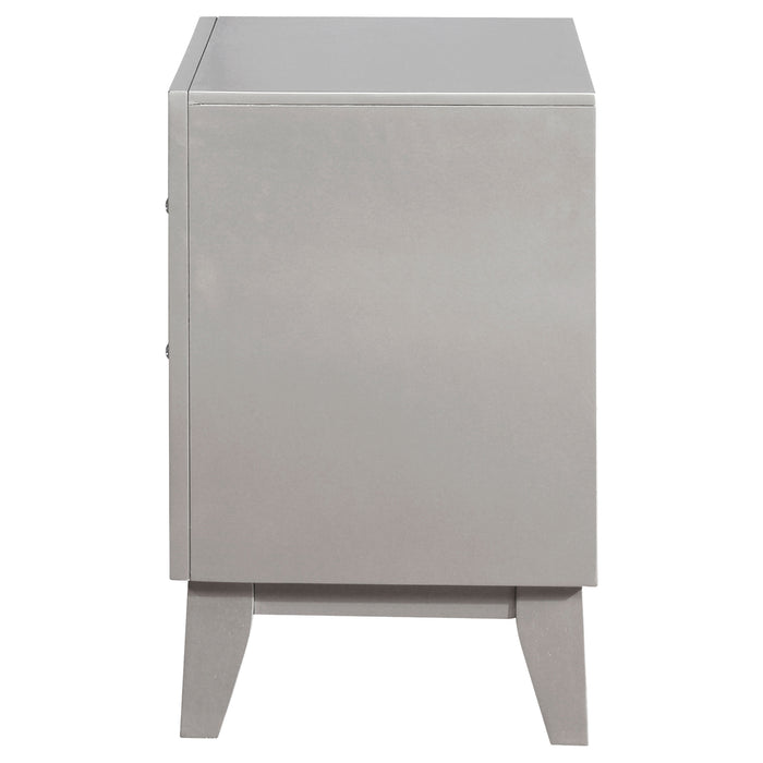 Leighton 2-drawer Nightstand Metallic Mercury