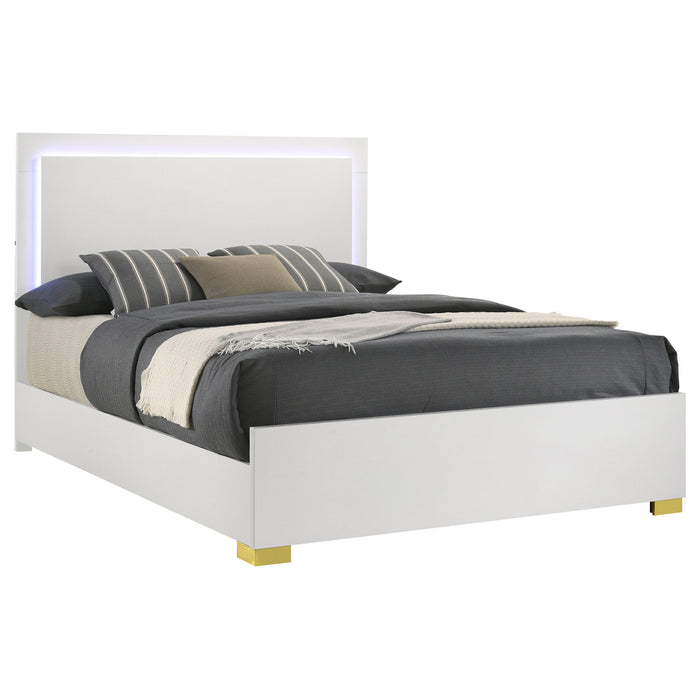 Marceline Wood Full LED Panel Bed White