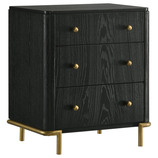 Arini 3-drawer Nightstand Black