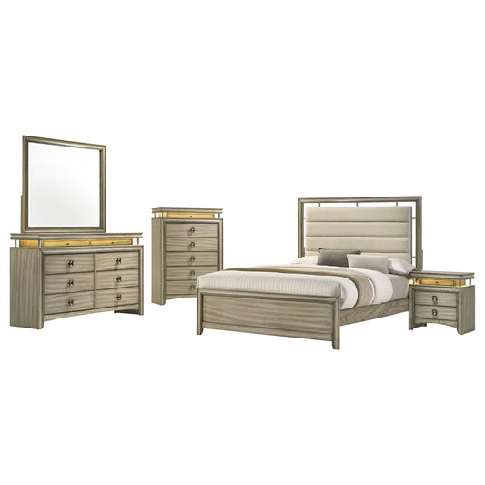 Giselle 5-piece Eastern King Bedroom Set Rustic Beige