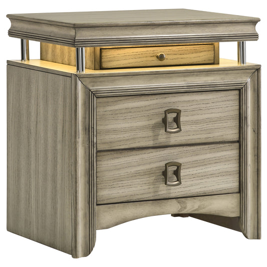 Giselle 3-drawer Nightstand Rustic Beige