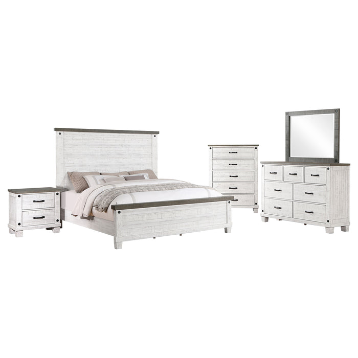 Lilith 5-piece Eastern King Bedroom Set Distressed White