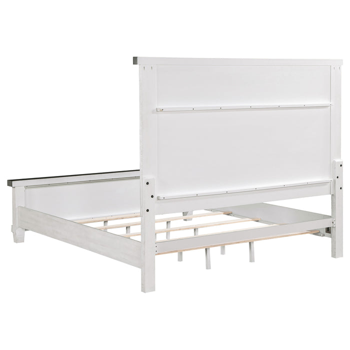 Lilith Wood Queen Panel Bed Distressed White