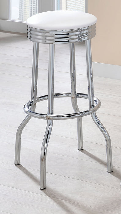 Retro Upholstered Metal Swivel Bar Stool White (Set of 2)