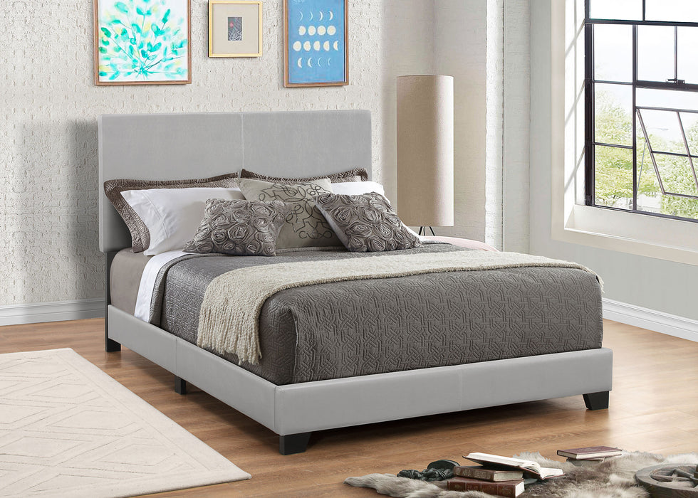 Dorian Faux Leather Upholstered Queen Panel Bed Grey