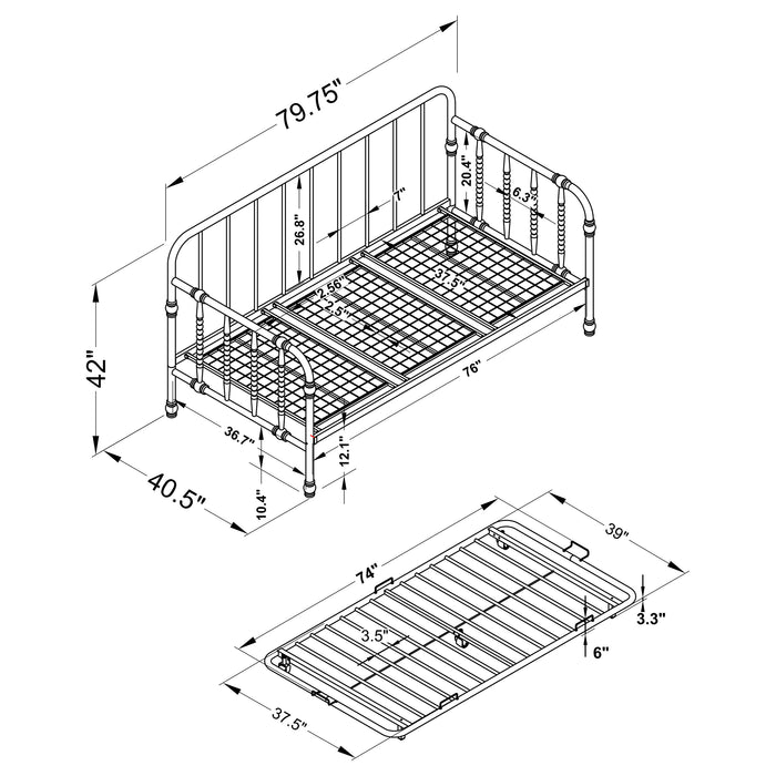 Marina Metal Twin Daybed with Trundle White