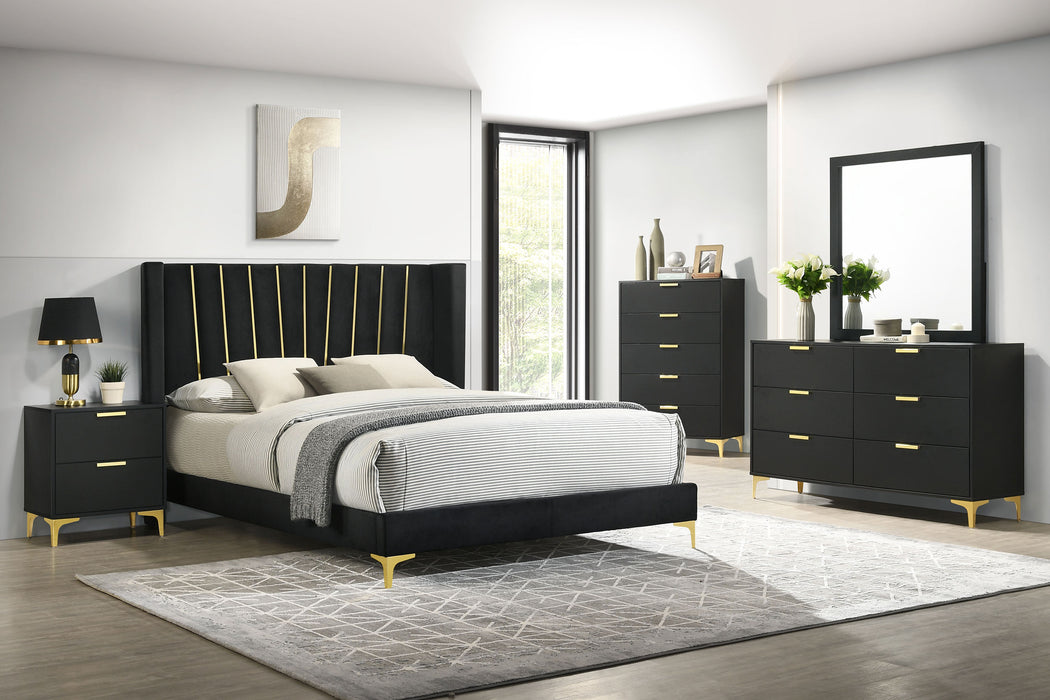 Kendall Upholstered Eastern King Panel Bed Black