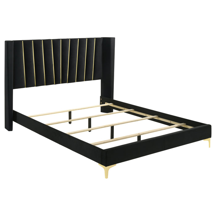 Kendall Upholstered Queen Panel Bed Black