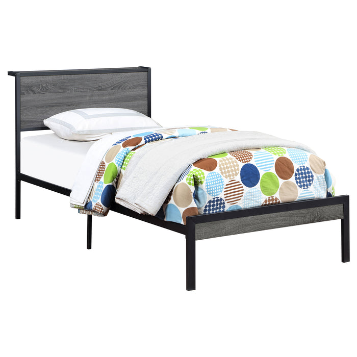 Ricky Metal Twin Panel Bed Grey