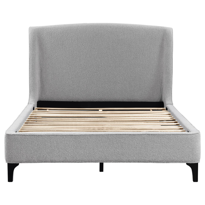 Mosby Upholstered Eastern King Wingback Bed Grey