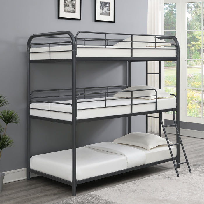 Garner Metal Twin Triple Bunk Bed Gunmetal