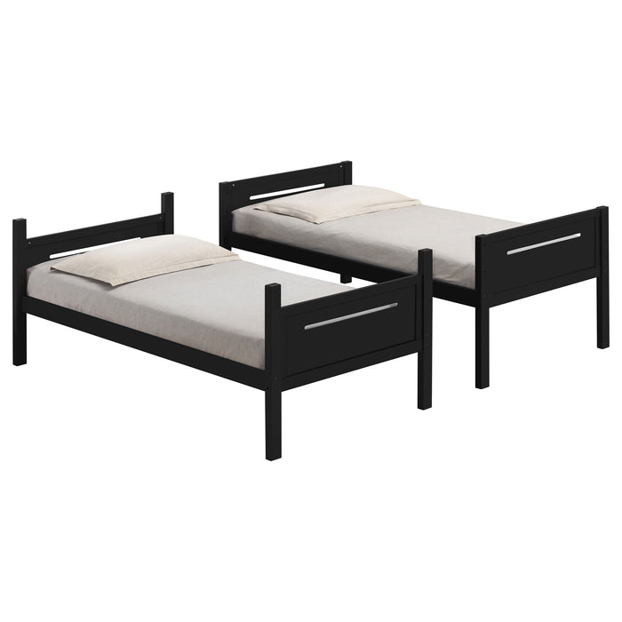 Littleton Wood Twin Over Twin Bunk Bed Black