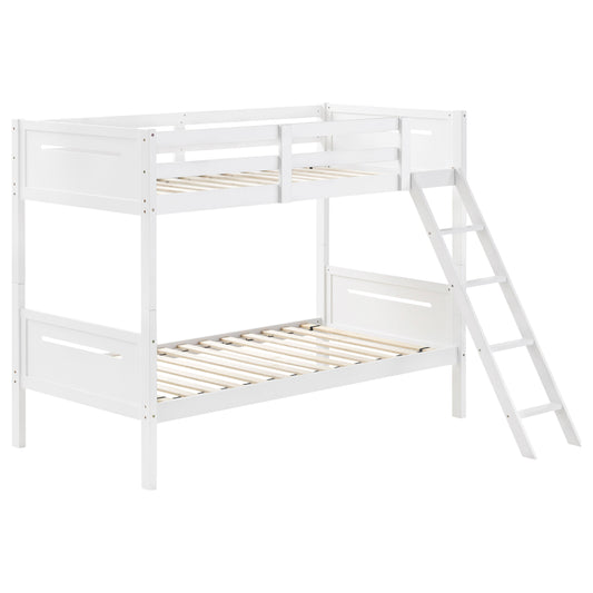 Littleton Wood Twin Over Twin Bunk Bed White