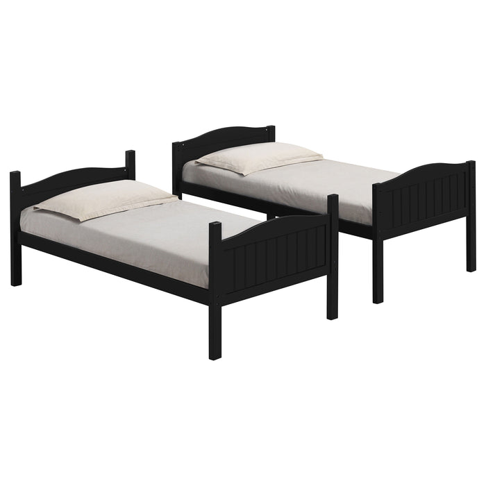 Arlo Wood Twin Over Twin Bunk Bed Black