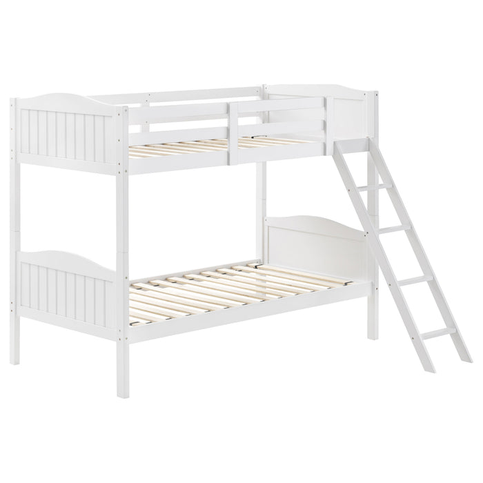 Arlo Wood Twin Over Twin Bunk Bed White