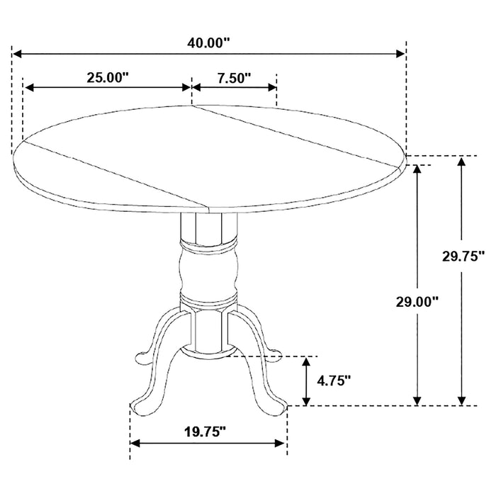 Allison Round 40-inch Drop Leaf Extension Dining Table White