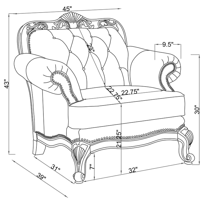 Victoria Full Leather Upholstered Rolled Arm Chair Brown