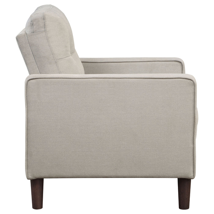 Bowen Upholstered Track Arm Tufted Accent Chair Beige