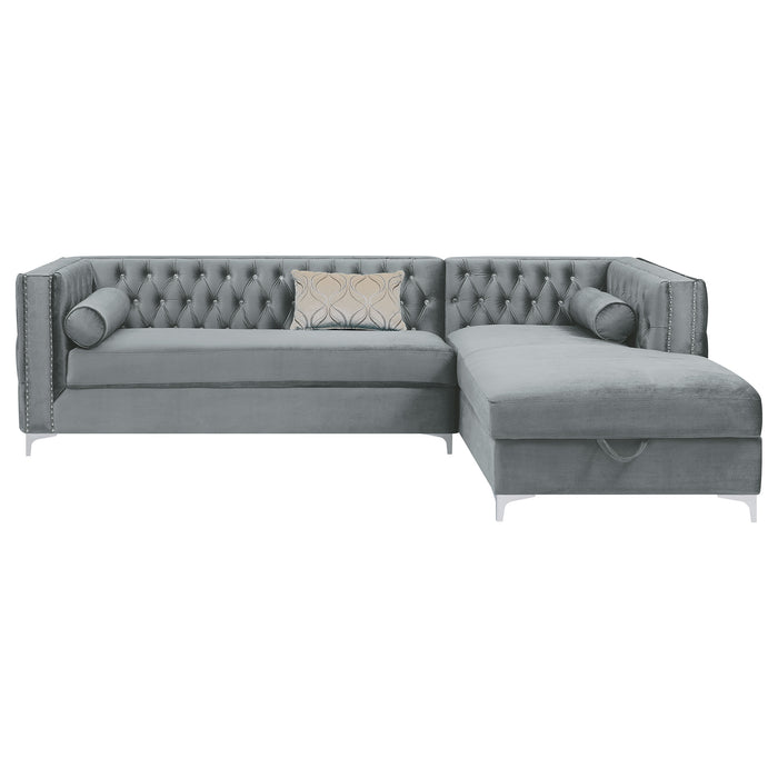 Bellaire Upholstered Storage Chaise Sectional Sofa Grey