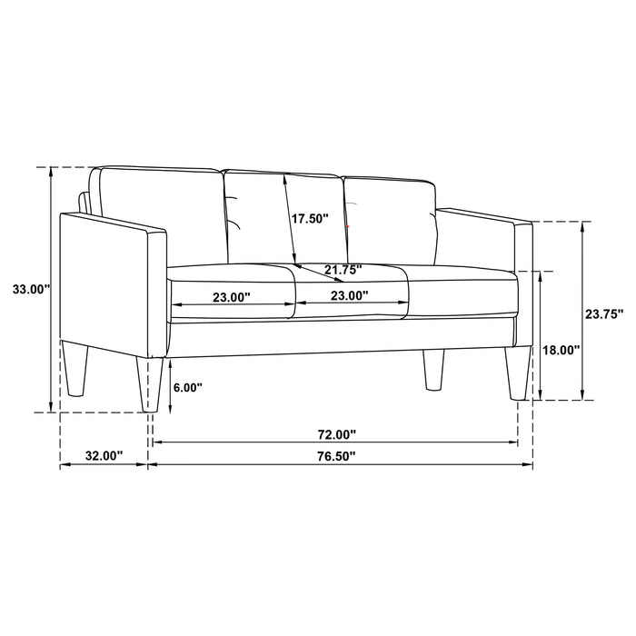 Ruth 2-piece Upholstered Track Arm Sofa Set Grey