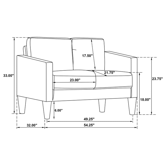 Ruth 3-piece Upholstered Track Arm Sofa Set Grey