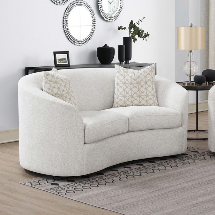 Rainn Boucle Upholstered Sloped Arm Loveseat Latte