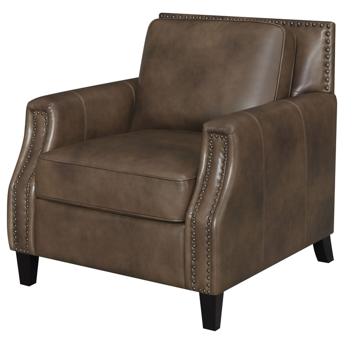 Leaton Upholstered Recessed Arm Accent Chair Brown Sugar